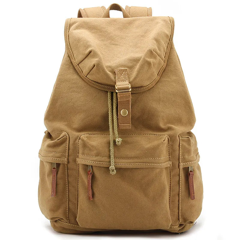 Canvas camera bag in Gray with rain cover, shoulder strap, and soft handle for SLR photography