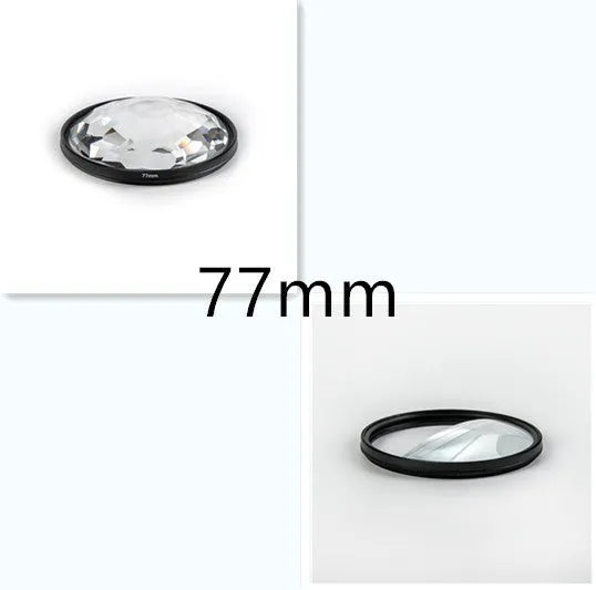 77mm split focus half moon mirror filter for DSLR cameras with cleaning cloth and storage bag