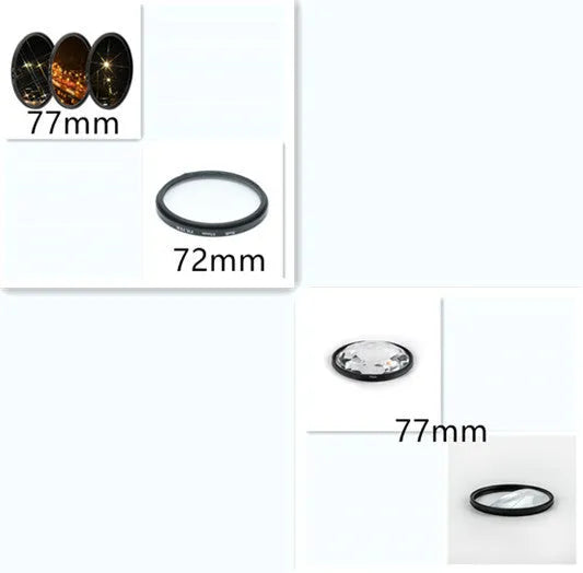 77mm split focus half moon mirror filter for DSLR cameras with cleaning cloth and storage bag