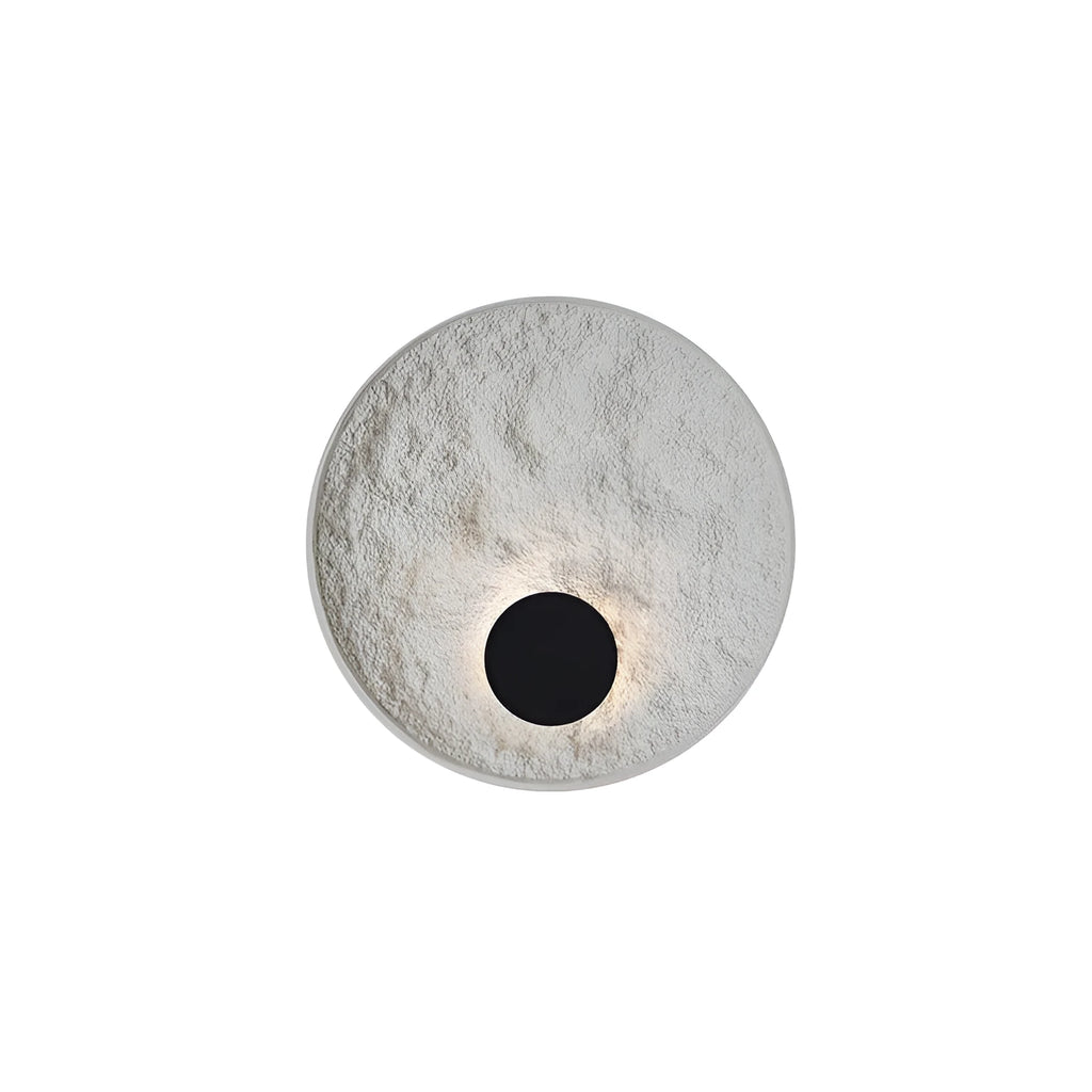White modern iron wall lamp mounted on a wall, shown in two available sizes.