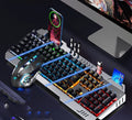 Mechanical keyboard mouse and earphone three-piece gaming set with light effects in metal black