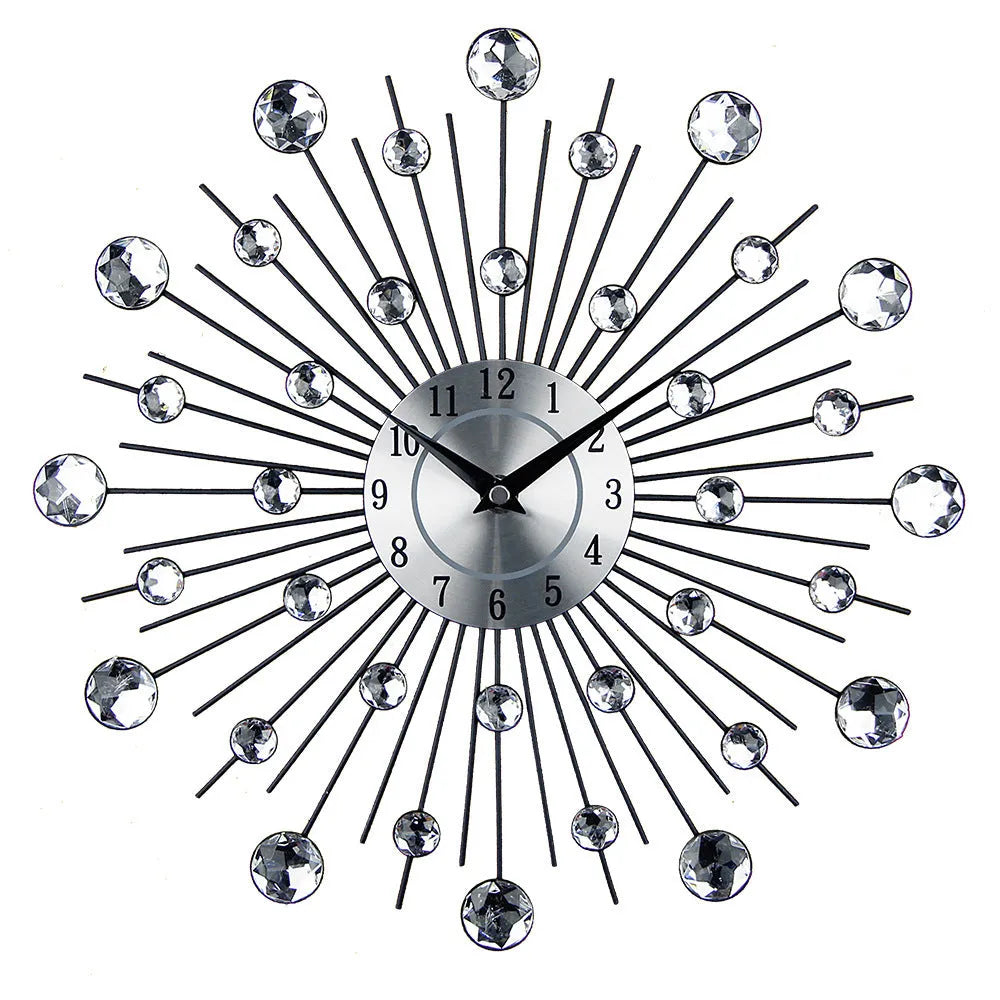 33cm diameter silver round wall clock with aluminium dial showing pointer and number display