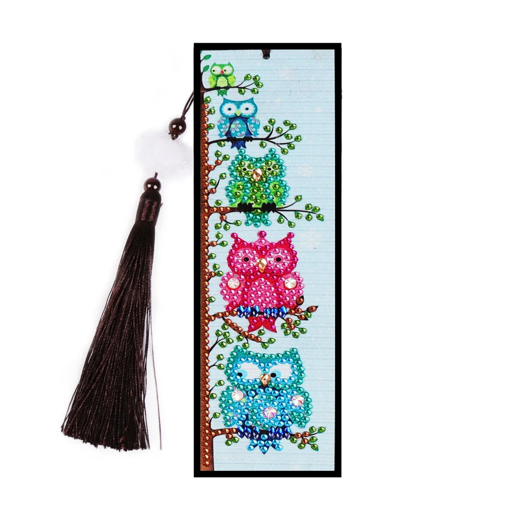 DIY diamond painting bookmark with mandala crystal design and floral elements on PVC sheet