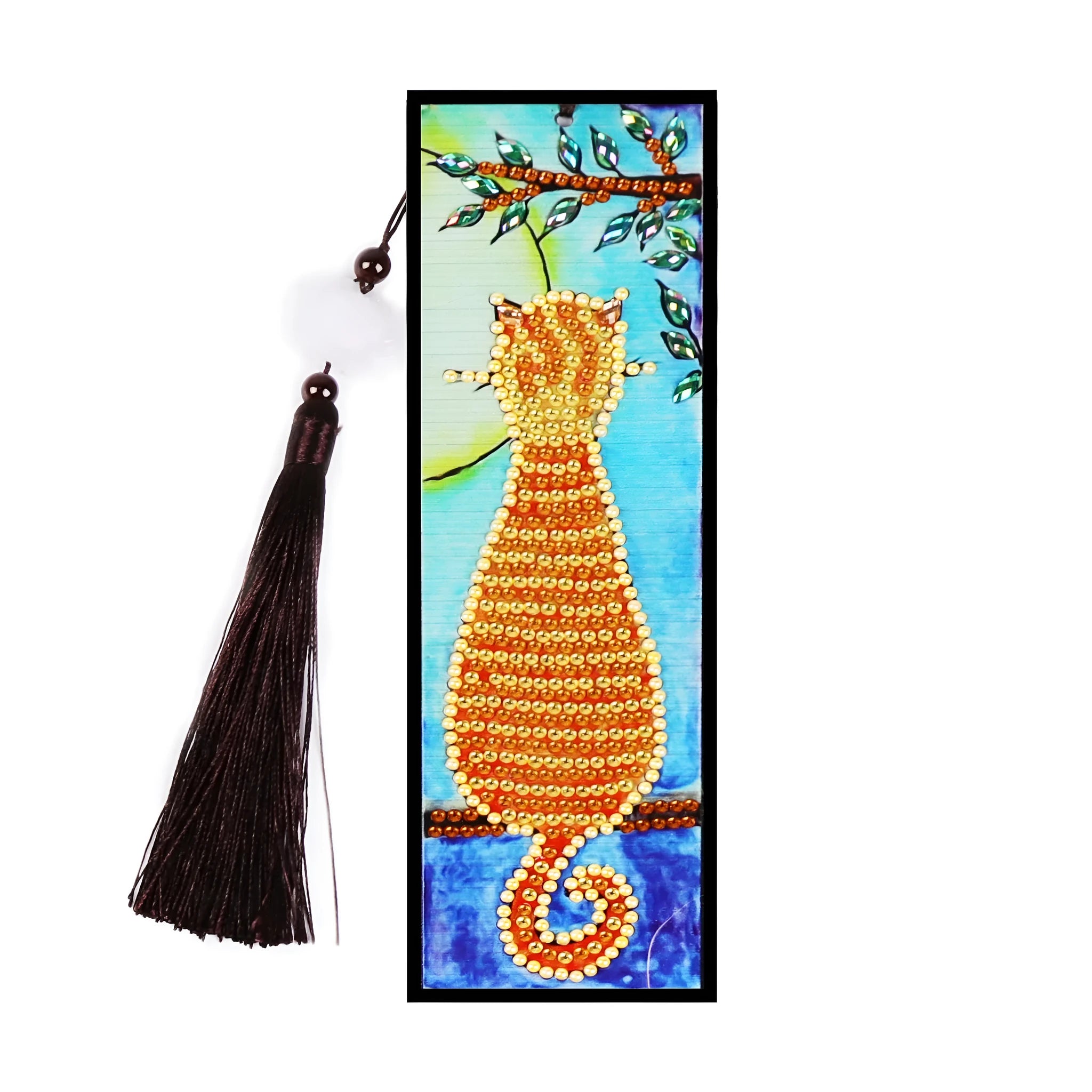 DIY diamond painting bookmark with mandala crystal design and floral elements on PVC sheet