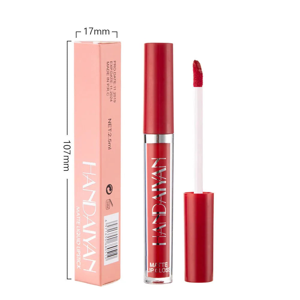 HANDAIYAN matte non-fading liquid lipstick tube in various shade options showing 2.5ml size.