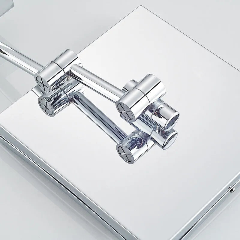 Stainless steel frame folding makeup mirror with illuminated 8.5 inch silver mirror