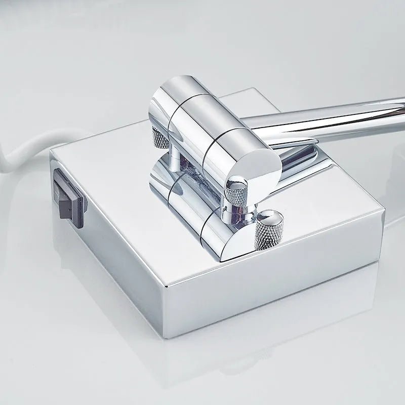 Stainless steel frame folding makeup mirror with illuminated 8.5 inch silver mirror