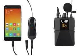 Black Little Bee X3 wireless lavalier microphone and its charging case on a table.