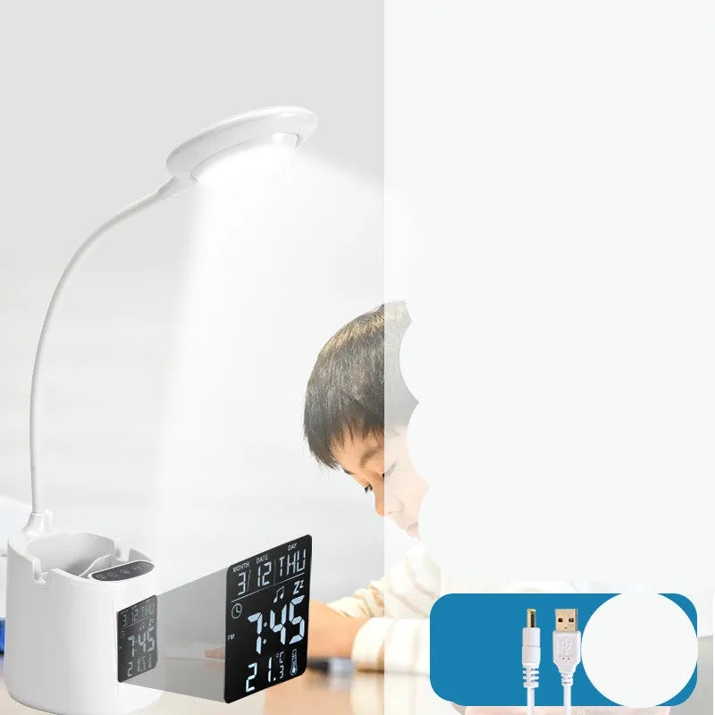 White desk lamp with touch switch and USB power for eye protection during learning