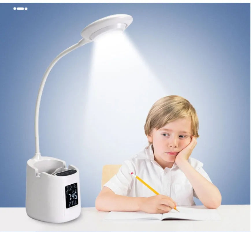 White desk lamp with touch switch and USB power for eye protection during learning
