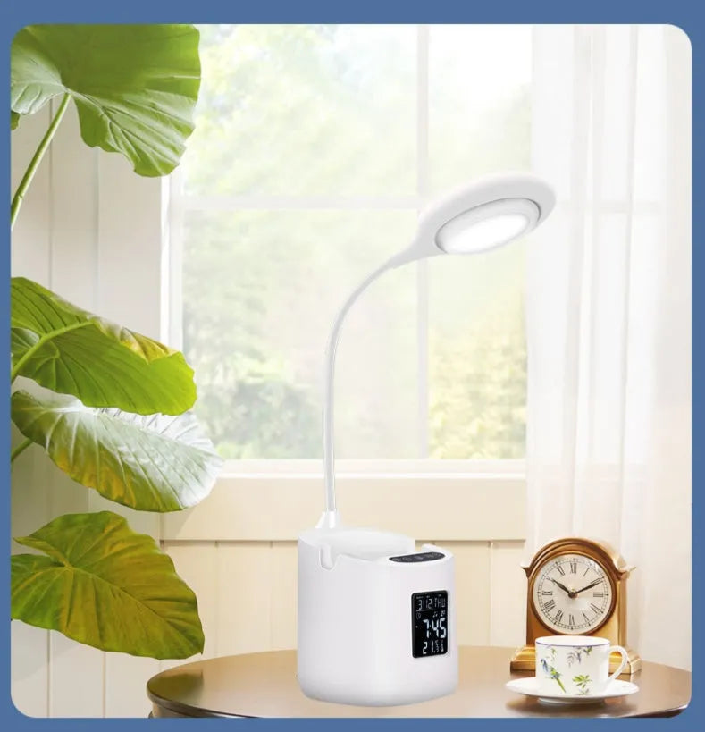White desk lamp with touch switch and USB power for eye protection during learning