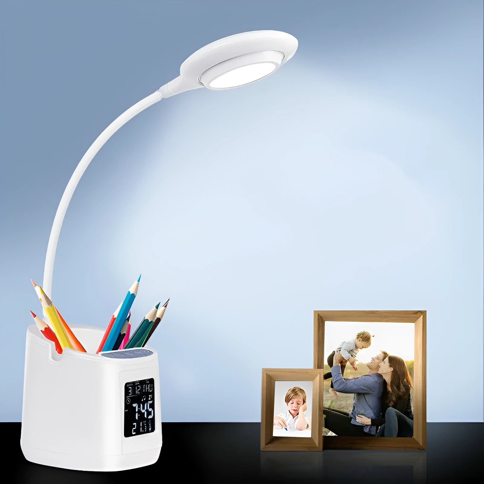 White desk lamp with touch switch and USB power for eye protection during learning