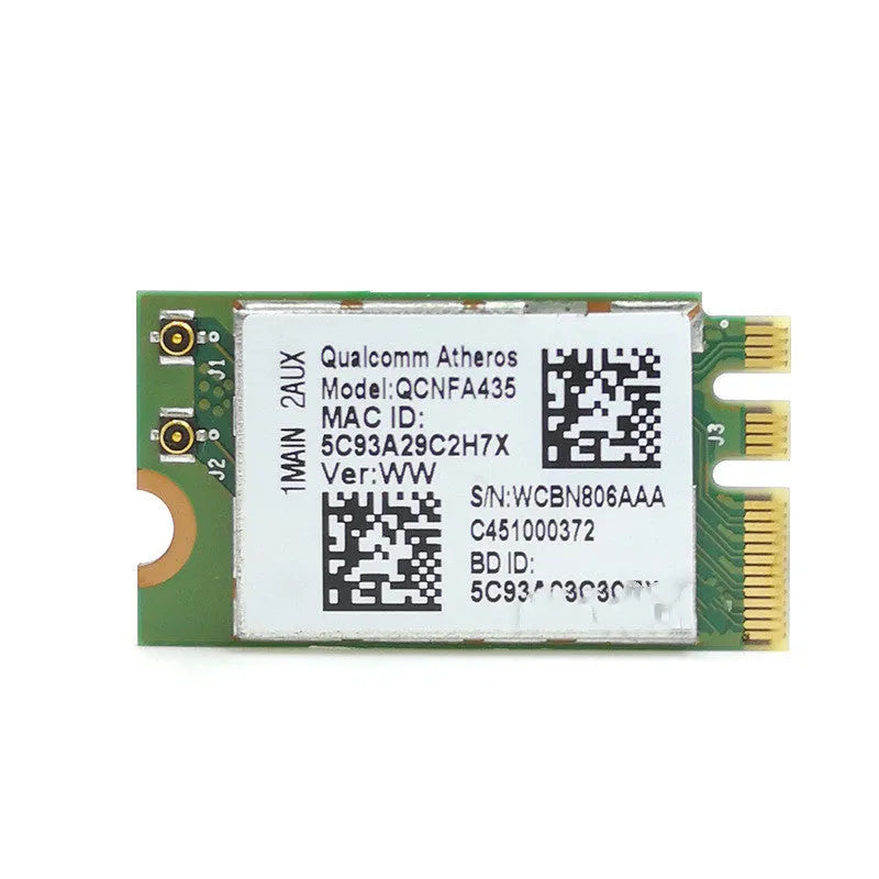 QCNFA435 NGFF M2 wireless network card in green with dual-band 802.11ac and Bluetooth 4.1