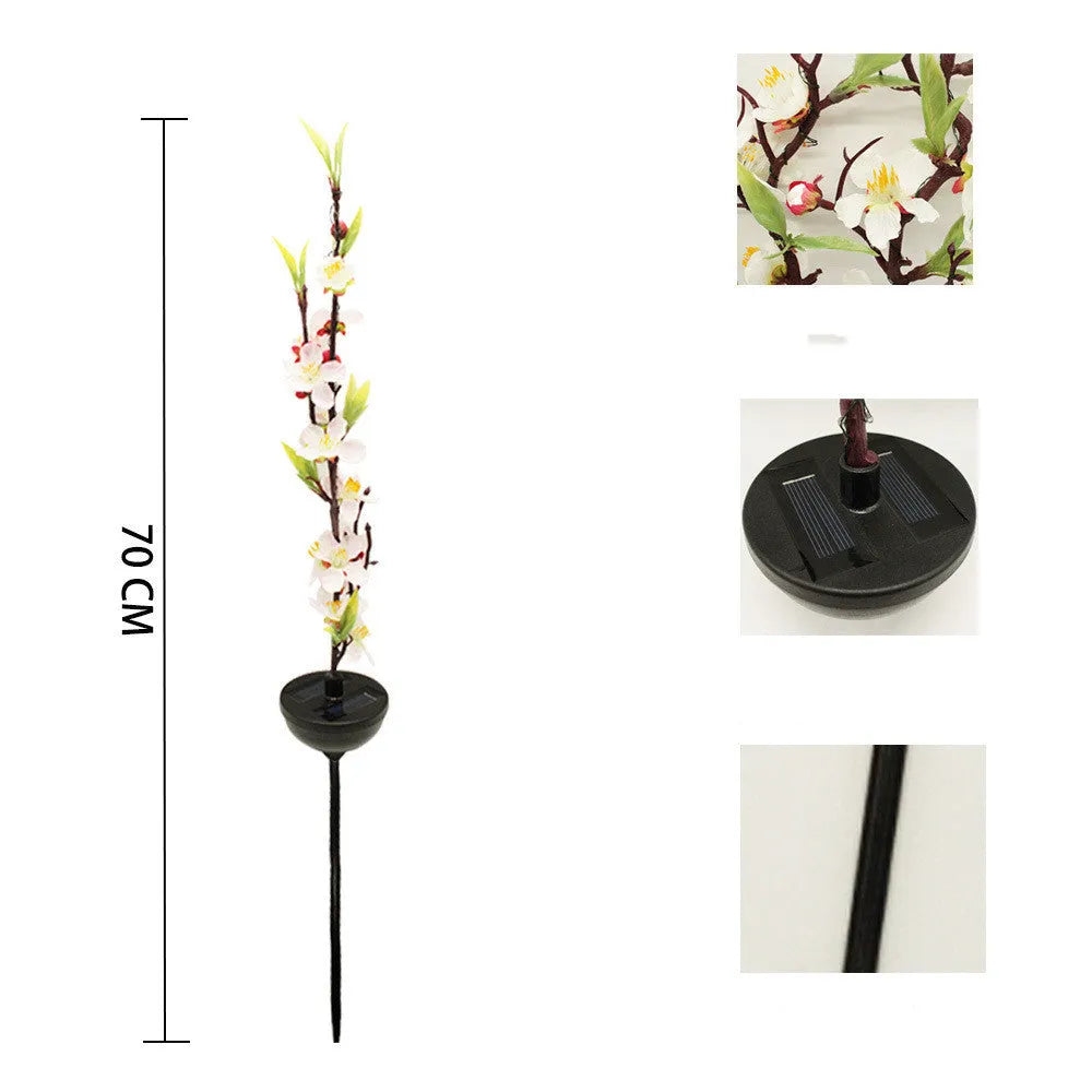 Solar-powered cherry blossom tree decorative garden lights with ground spike for outdoor use