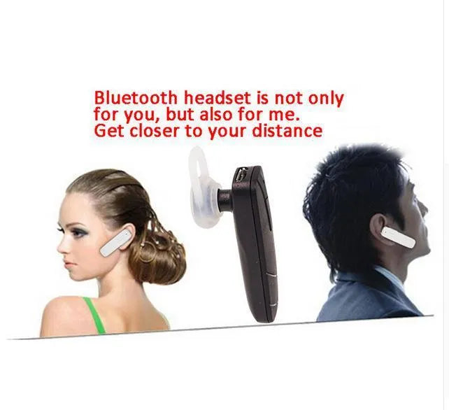 Black and white wireless Bluetooth headset with earplug design for calls and music