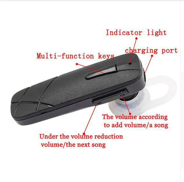 Black and white wireless Bluetooth headset with earplug design for calls and music
