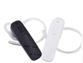 Black and white wireless Bluetooth headset with earplug design for calls and music
