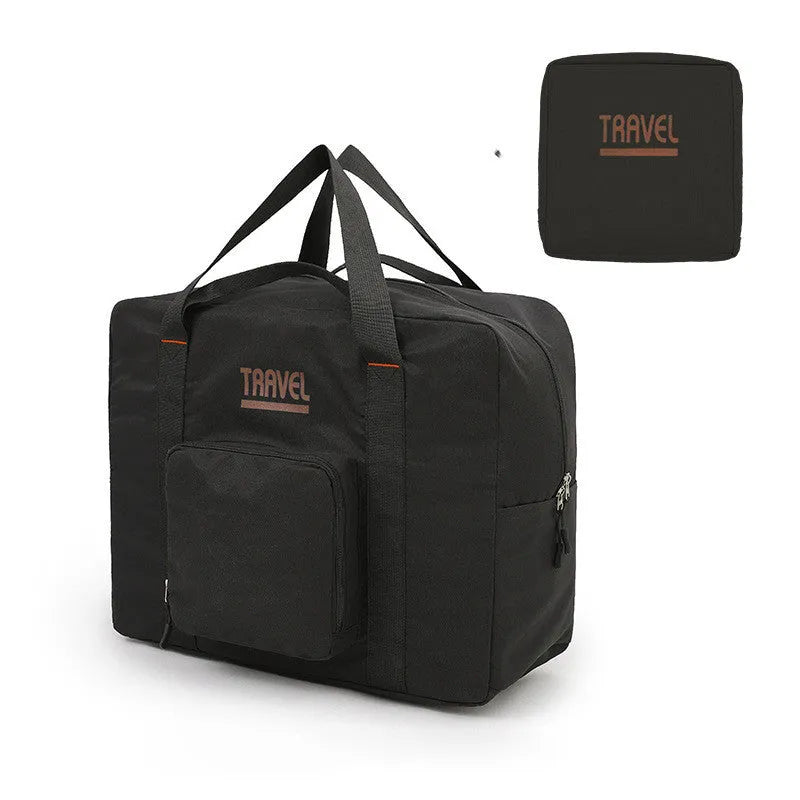 Cube-shaped black travel storage bag made from 300D Oxford cloth for clothing organisation.