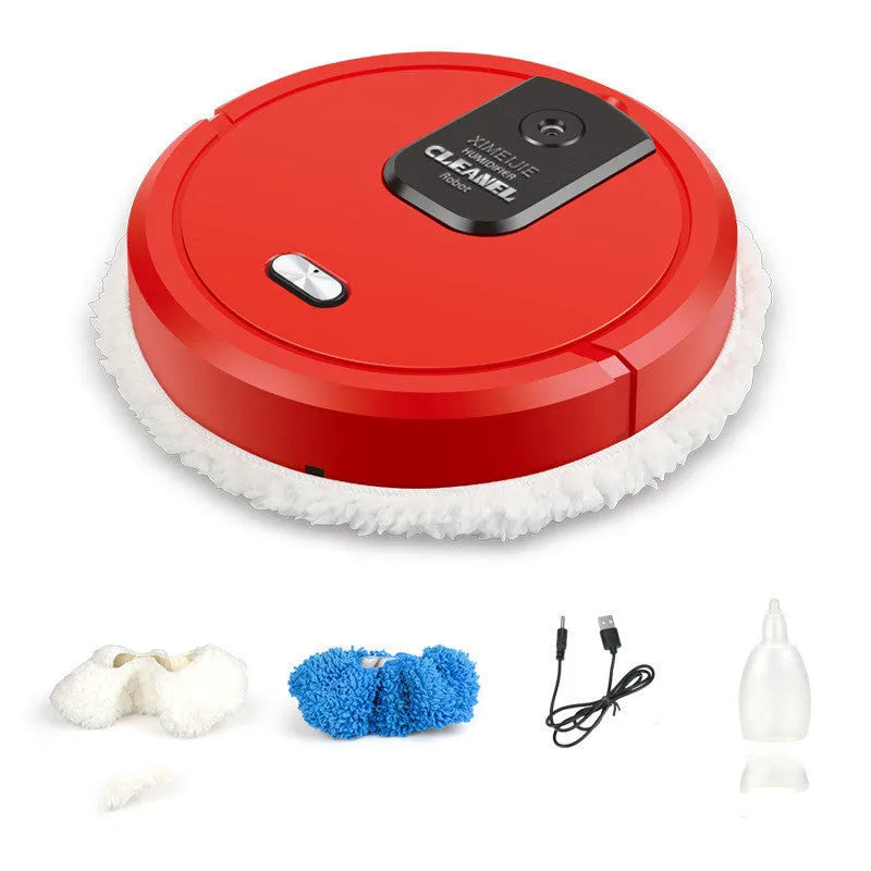Automatic spray sweeping and mopping robot floor cleaner unit with cleaning cloths in multiple colour options