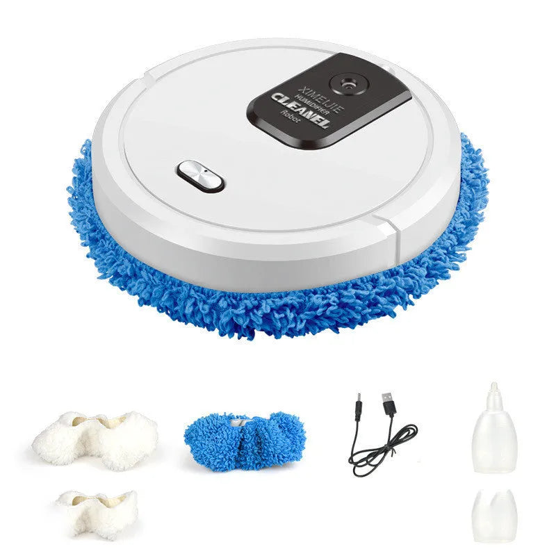 Automatic spray sweeping and mopping robot floor cleaner unit with cleaning cloths in multiple colour options