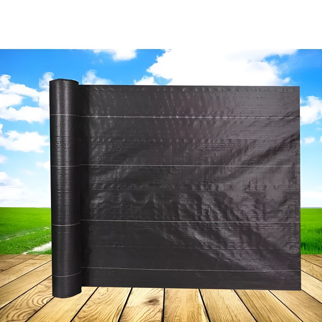 Black PE composite woven grass cloth for farmland weed control available in multiple sizes