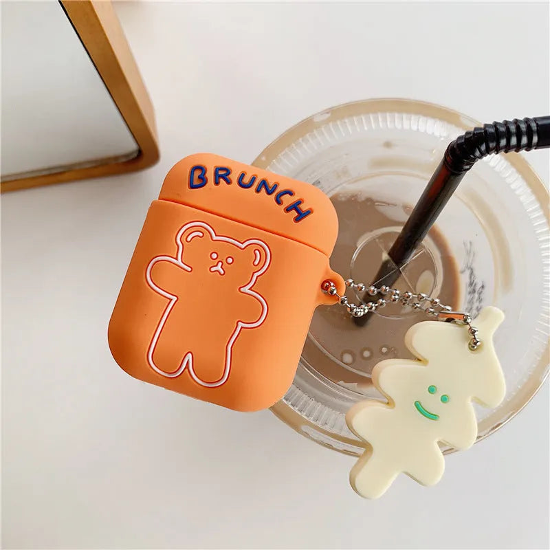 Silicone AirPods protective case clamshell design solid colour compatible with AirPods 1 2 Pro3