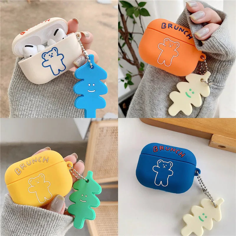 Silicone AirPods protective case clamshell design solid colour compatible with AirPods 1 2 Pro3