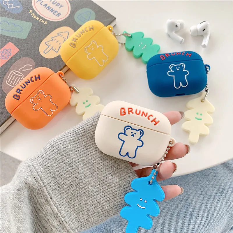 Silicone AirPods protective case clamshell design solid colour compatible with AirPods 1 2 Pro3