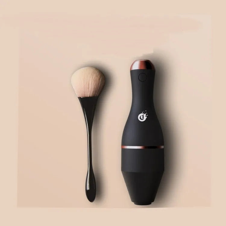 Electric makeup brush cleaner in black with USB cable and cleaning tank