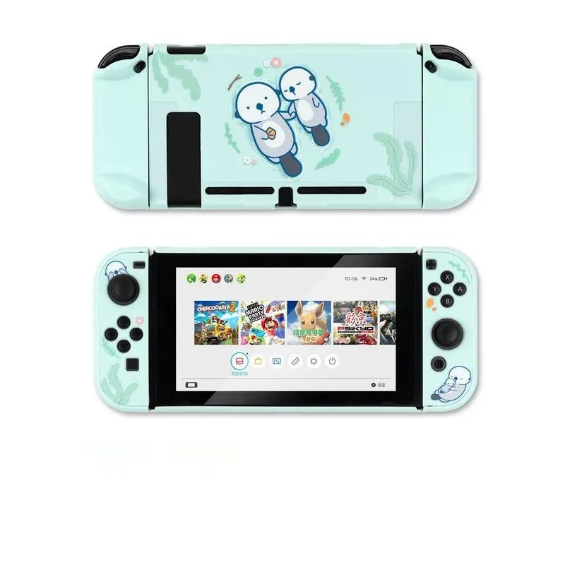 Sea Otter grey silicone protective case on a Nintendo Switch Lite console