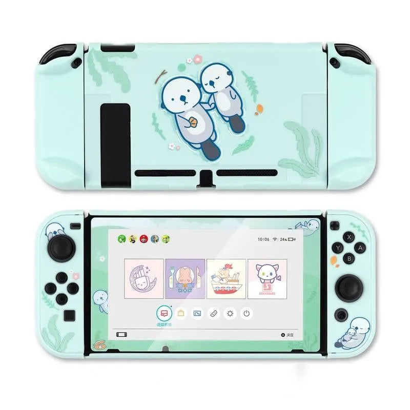 Sea Otter grey silicone protective case on a Nintendo Switch Lite console