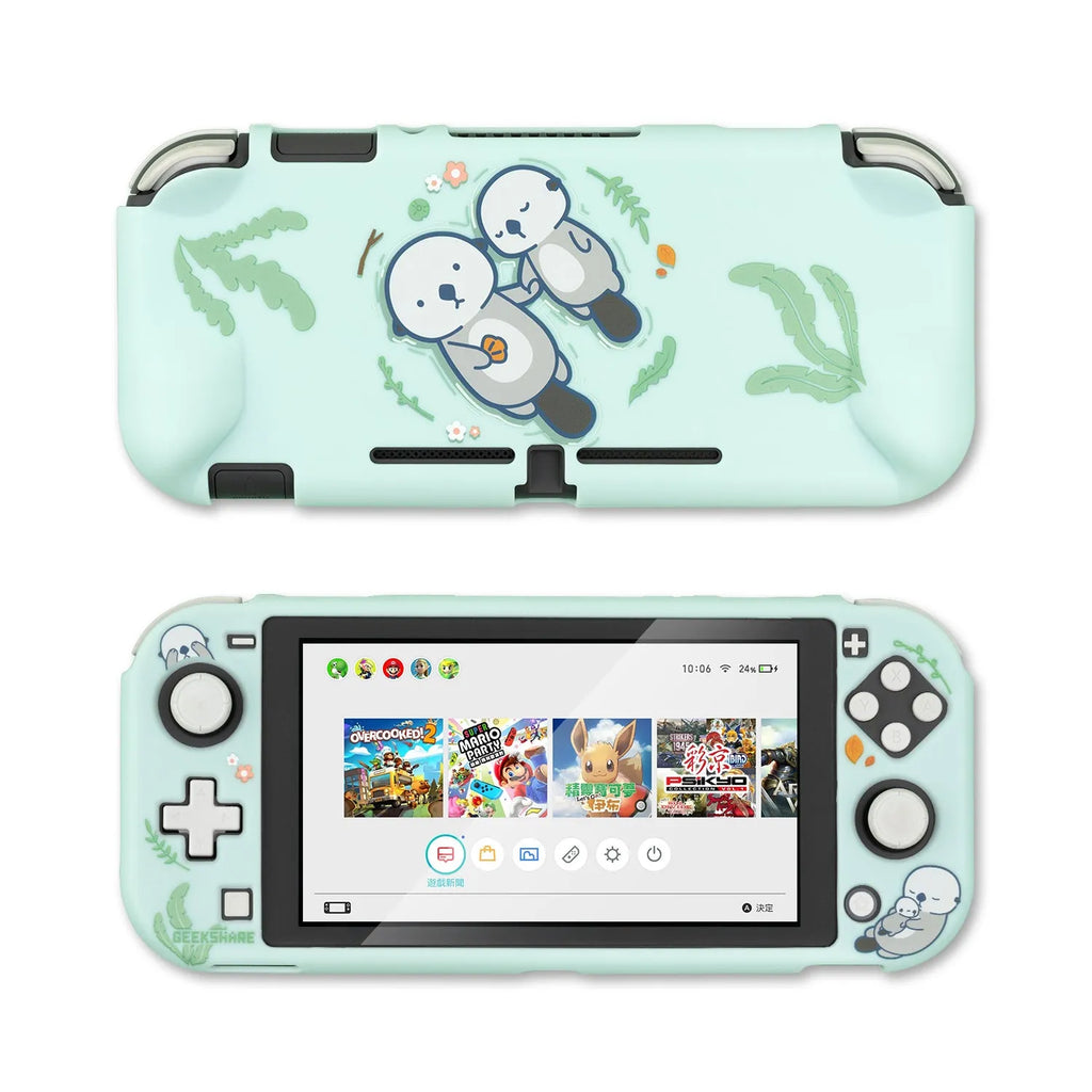 Sea Otter grey silicone protective case on a Nintendo Switch Lite console