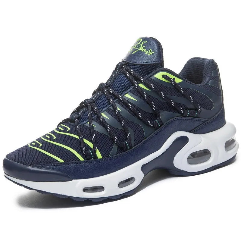 Palm Air Cushion casual breathable sports shoes with microfiber upper and rubber sole in Black