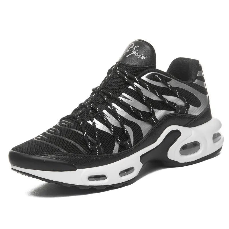 Palm Air Cushion casual breathable sports shoes with microfiber upper and rubber sole in Black