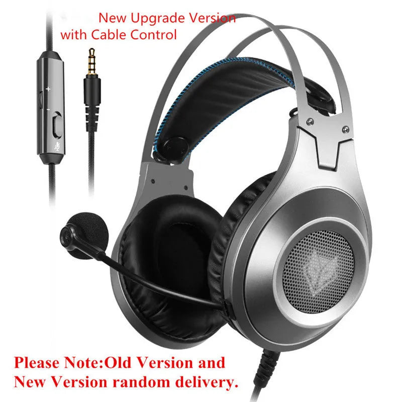 Black USB wired over-ear computer headset with a built-in microphone on a desktop