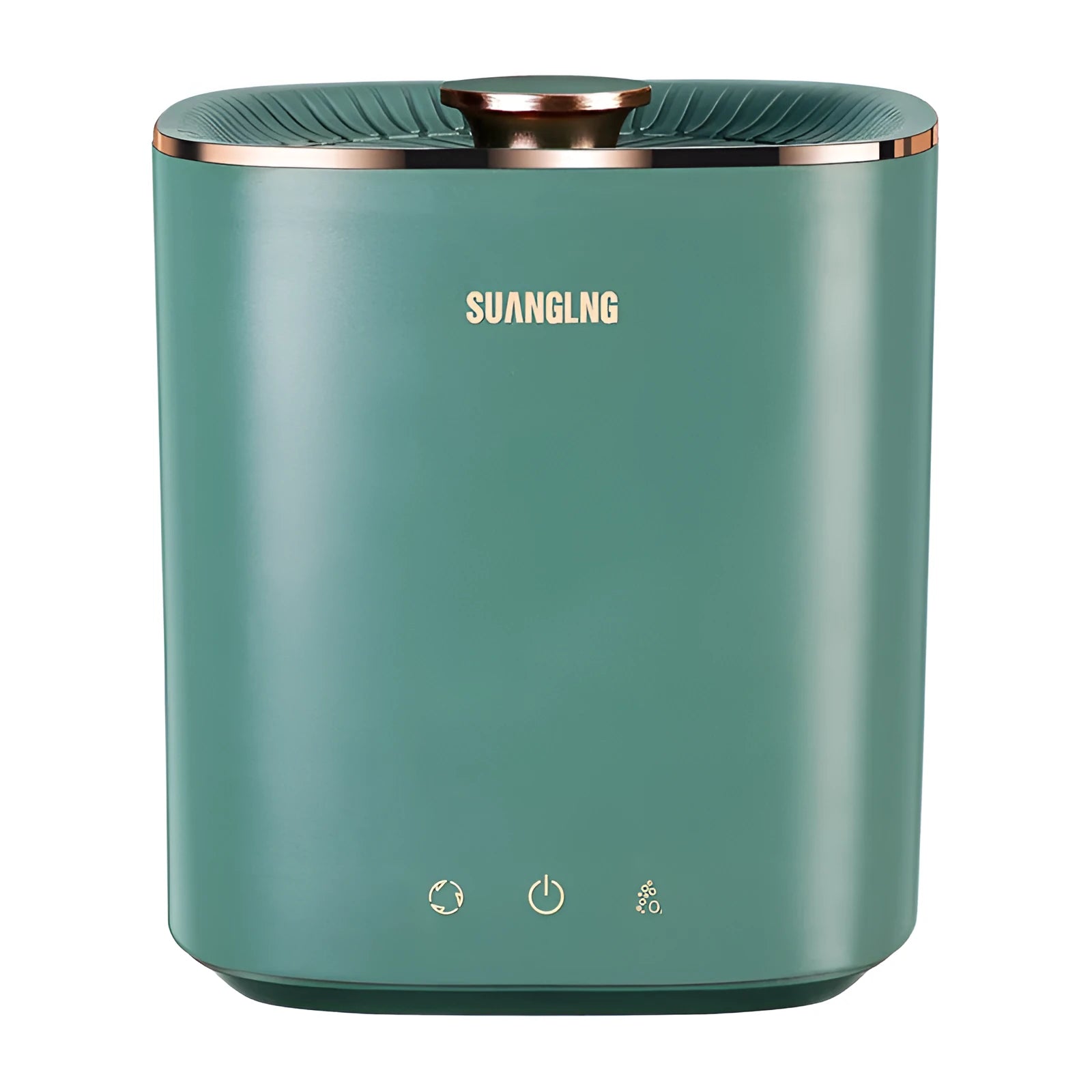 Green and white mini portable automatic washing machine for underwear and socks on a countertop.