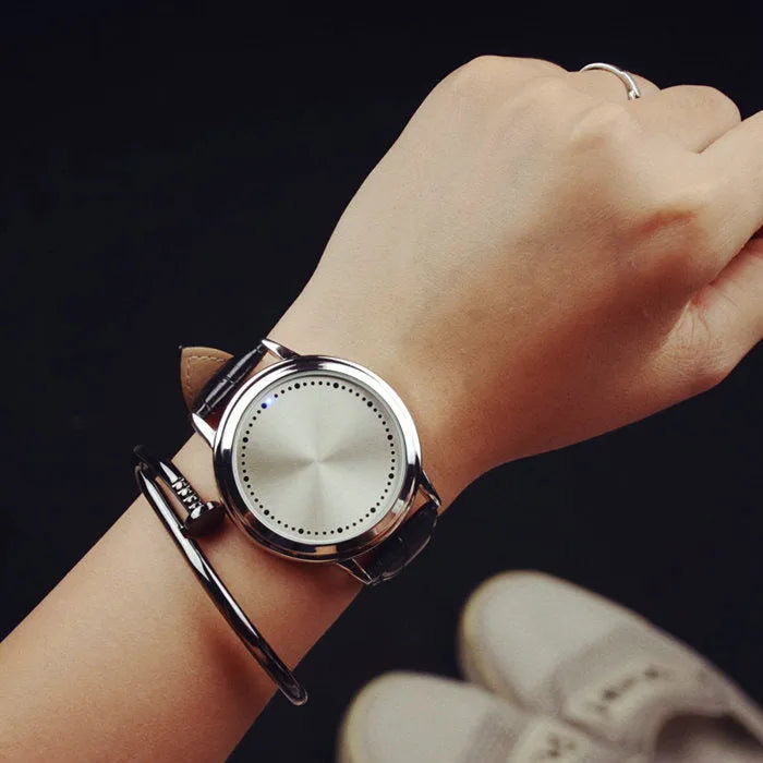 Electronic digital watch with blue light display in black and white colour options