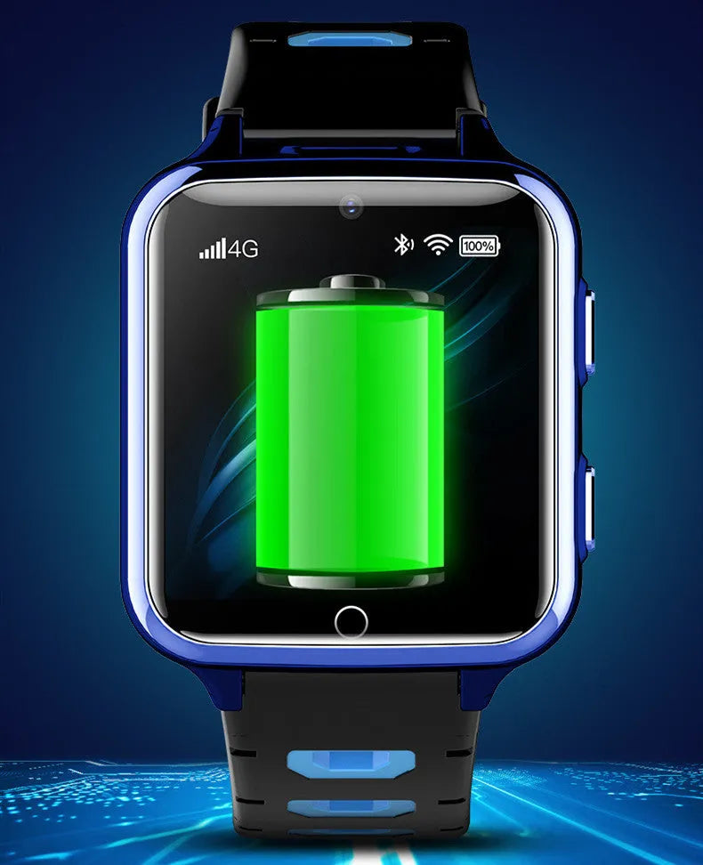 Children's smart sports watch with black silicone wristband and 1.54-inch IPS touchscreen display