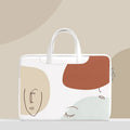 Blue PU leather 15.6-inch laptop bag with a soft handle and zipper opening.