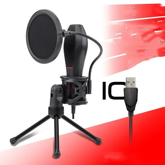 Live broadcast wired microphone with USB power for streaming and singing performances