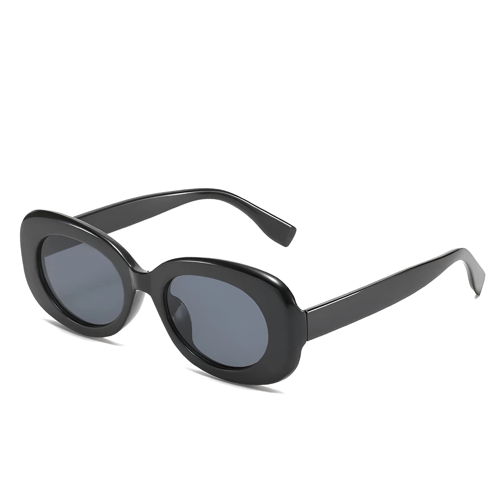 Women's oval fashion sunglasses with black frame and UV400 protection