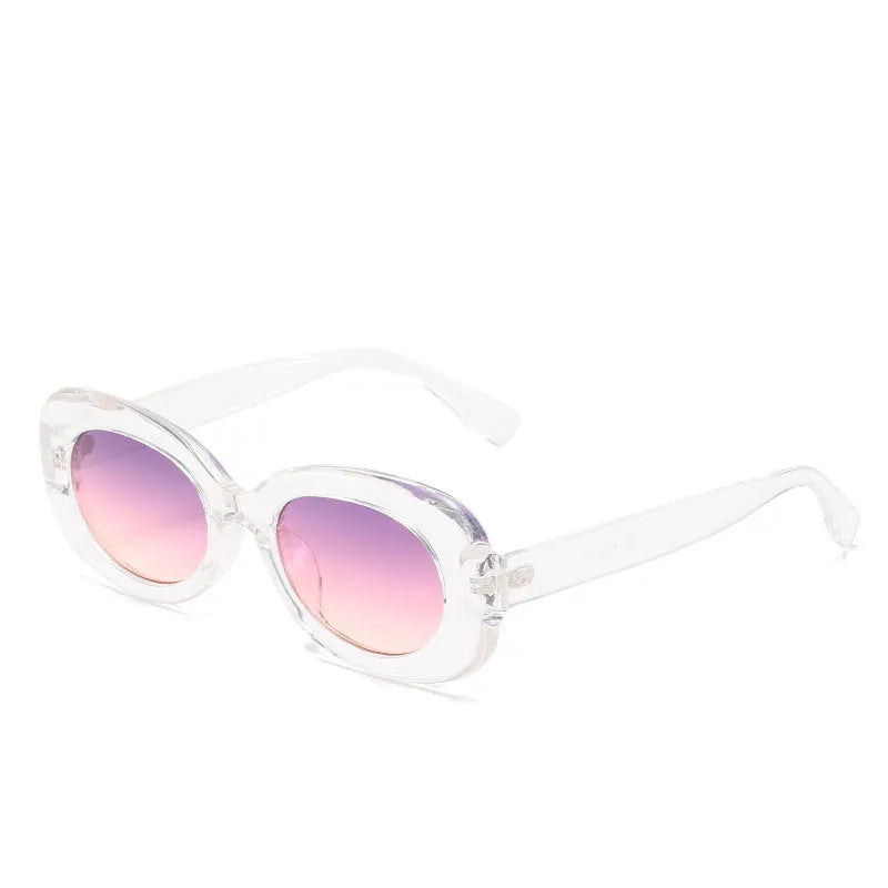 Women's oval fashion sunglasses with black frame and UV400 protection