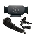 Black car clip-on wireless charger bracket holding a tablet in a car vent