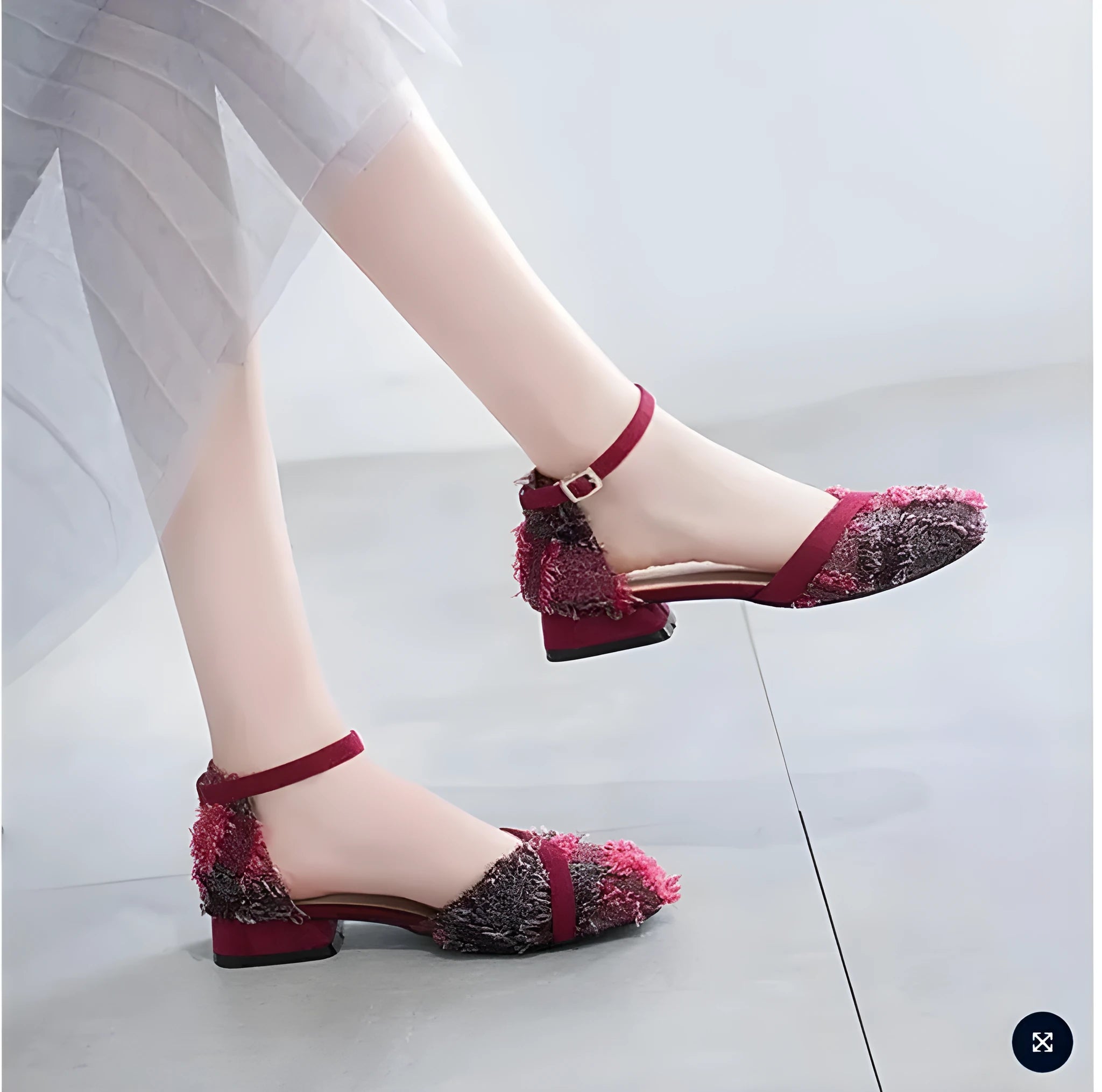 Women's apricot suede flats with ankle strap and 3cm low heel