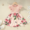 Sleeveless summer dress for toddler girl on a hanger, shown in one of the available colours.