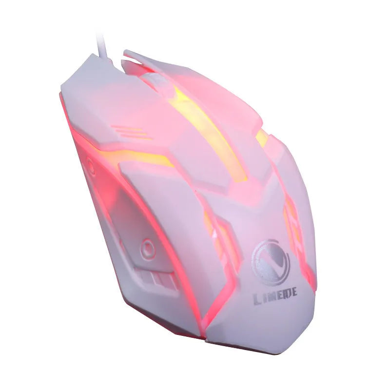 Wired USB computer mouse with glow lighting in black or white colour options