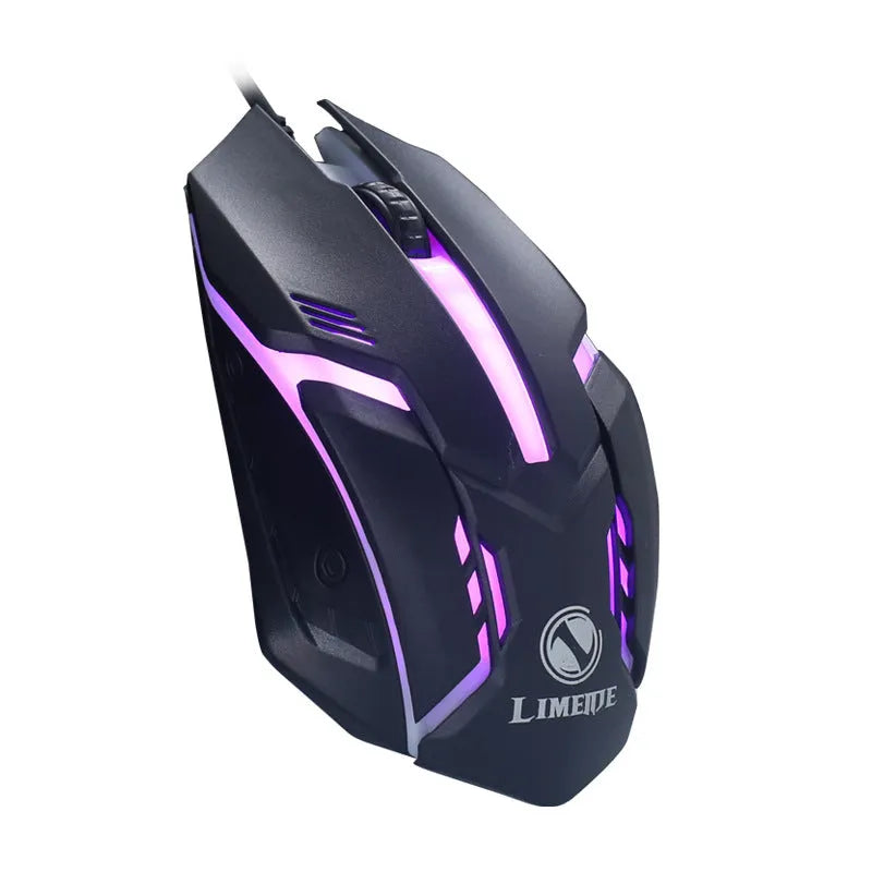 Wired USB computer mouse with glow lighting in black or white colour options