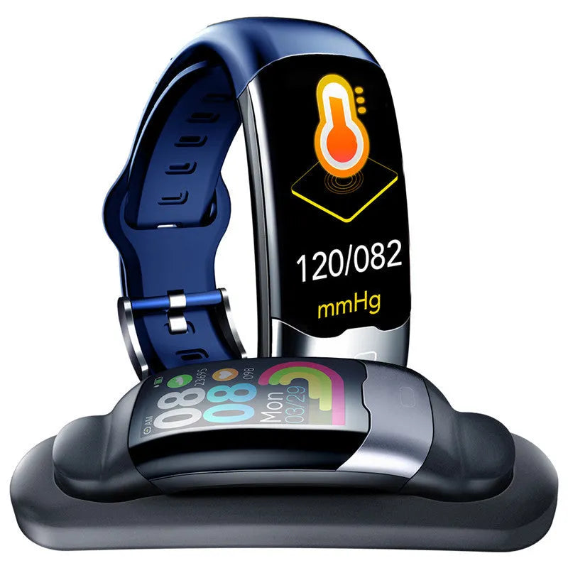 Smart bracelet fitness tracker with heart rate, blood pressure, and sleep monitoring on wrist