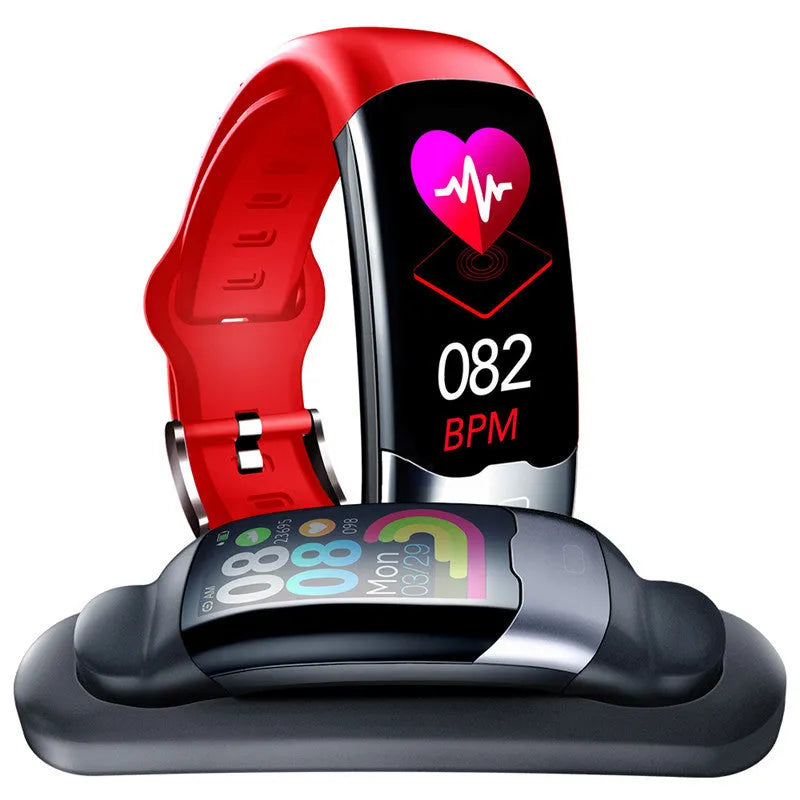 Smart bracelet fitness tracker with heart rate, blood pressure, and sleep monitoring on wrist