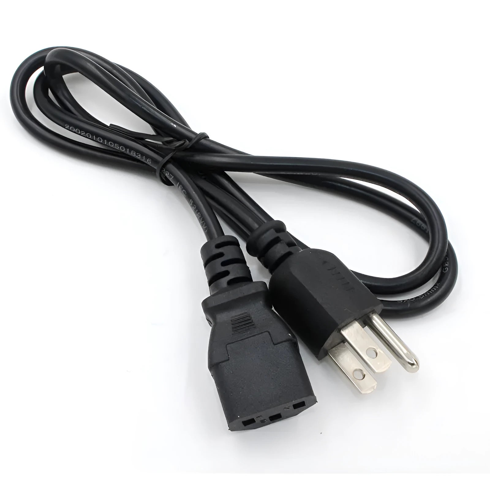 Black American standard three-pin plug power cord with 1.2 metre length and 6.5mm diameter